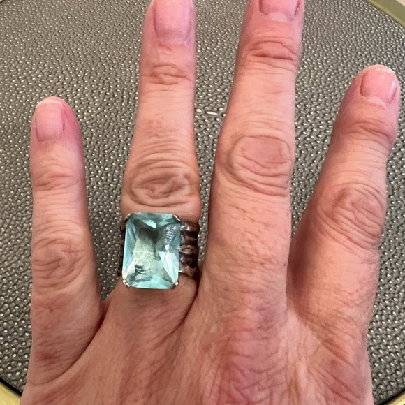 Silpada Sterling Silver Aqua Ring Size 7 - Picture 5 of 6